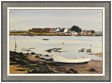 Jean Francois Le Pitre Original Painting On Canvas Water Landscape Framed Signed