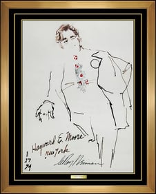 LEROY NEIMAN Original COLOR INK DRAWING Hand Signed Hayward Moore AUTHENTIC Art