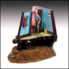 Jack Earl Full Round Glazed Ceramic Sculpture Signed Painting Portrait Artwork