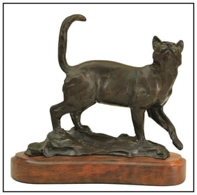 Veryl Goodnight On The Prowl Full Round Bronze Original Signed Sculpture Artwork