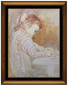 Aaron Bohrod Original Watercolor Painting Signed Child Portrait Framed Artwork