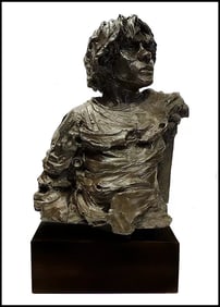 Aldo LUONGO Original BRONZE SCULPTURE The Hawk Self Portrait Large Signed Art