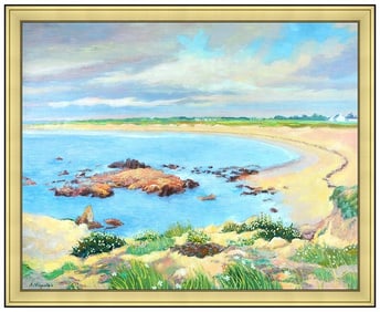 ANDRE VIGNOLES Original OIL PAINTING on CANVAS Signed Framed Landscape LARGE