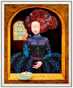 Irina Gonzalez Large Original Acrylic Painting On Canvas Signed Female Portrait