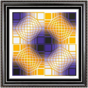 Victor Vasarely Original Color Silkscreen Modern Op Illusion Vega Signed Art