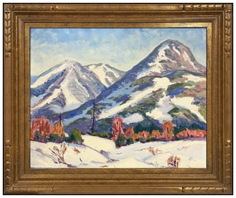 Harvey B Coleman Oil On Board Original Painting Signed Mountain Landscape Art