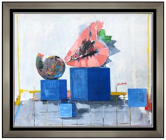 Andre Segovia Original Oil Painting On Board Food Still Life Signed Framed Art
