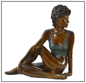 Javier VIllarreal Original Bronze Sculpture Yoga Signed Female Figurative Art