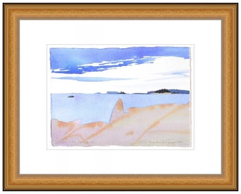 Susan Van Campen Original Landscape Painting Watercolor Water Framed Signed Art