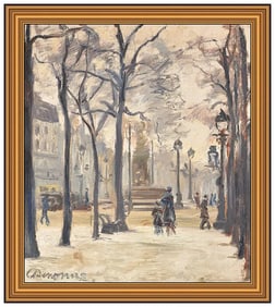 Alexander Denonne Original Oil Painting On Canvas Signed Figures Framed Artwork