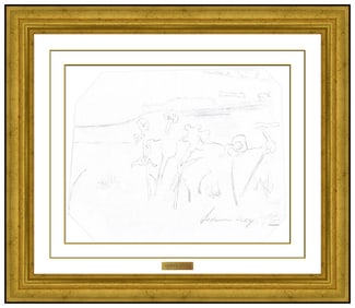 Andrew Wyeth Authentic Original Landscape Flower Drawing Signed Framed Artwork