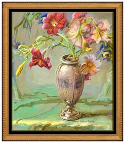 Gladys Nelson Smith Original Still Life Painting Oil On Board Signed Floral Art