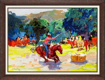 Joseph Stahley ORIGINAL Painting Signed Western Oil On Board Art Horse Cowboy