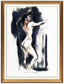 Aaron Bohrod Watercolor Painting Original Authentic Signed Nude Portrait Artwork