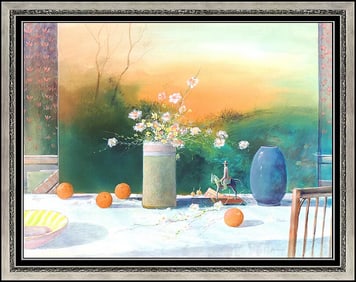 Tom Perkinson Large Original Acrylic Painting on Board Signed Floral Still Life