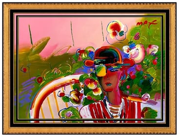 PETER MAX Original Acrylic PAINTING Signed BEAUTY PROFILE in POP ART LARGE oil