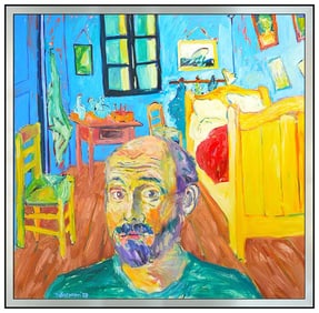 Thomas Ackermann Original Large Painting Oil On Canvas Signed Self Portrait Art