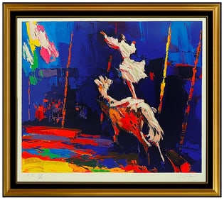 Nicola SIMBARI Embossed Color Serigraph Large Signed Cheval Blanc Horse Artwork