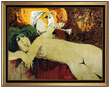 Sunol Alvar Nude Portrait Color Lithograph Hand Signed Romantic Cubism Artwork