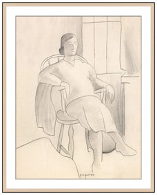 George Copeland Ault Original Pencil Drawing Female Figure Signed Framed Artwork