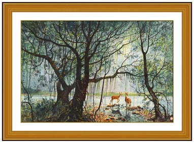 Yan Kang Qian Original Watercolor Painting Signed Chinese Landscape Framed Art