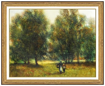 Donald Purdy Original Oil Painting On Board Figure Landscape Signed Framed Art