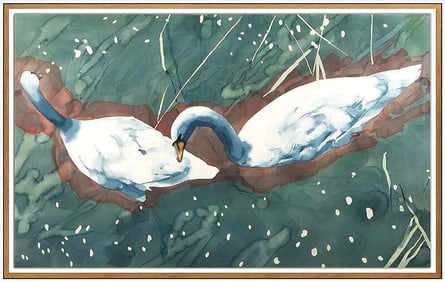 William Garbe Large Original Watercolor Painting Wildlife Signed Framed Artwork