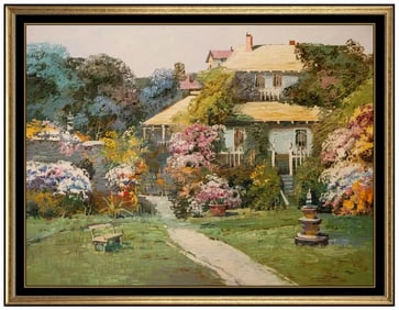 Ming Feng Large Original Painting Oil On Canvas Signed Floral Landscape Artwork