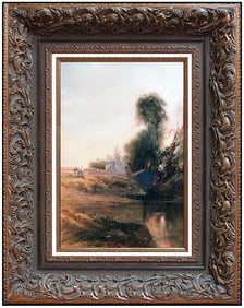 Thomas Shotter Boys Original Watercolor Painting Signed Rural Landscape Artwork