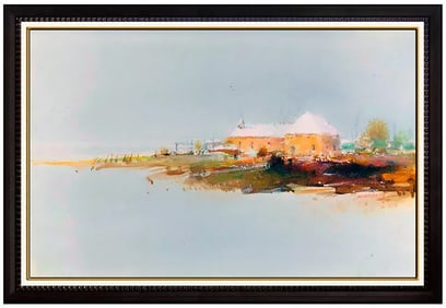 Tom Perkinson Original Painting Acrylic On Board Signed Landscape Framed Artwork