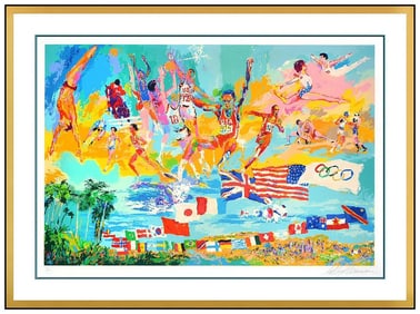 Leroy Neiman American Gold Serigraph Original Signed Framed Olympic Sports Art