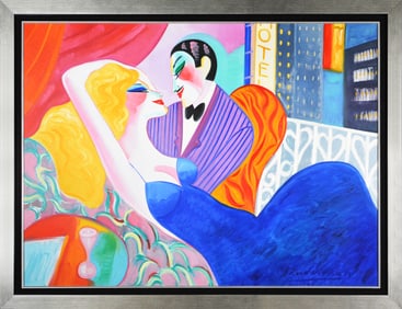 Earl Linderman Tender is the Night Original Signed Oil Painting Framed Artwork