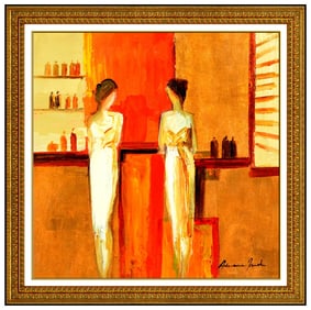 Adriana Naveh Original Acrylic Painting Figurative Female Portrait Signed Canvas