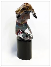Dino Rosin Original Murano Glass Blown Sculpture Female Figure Signed Woman Art