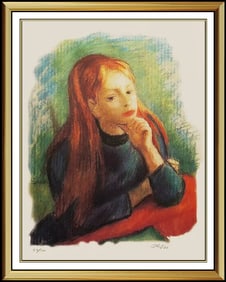 Robert Philipp Color Lithograph Original Signed Authentic Female Portrait Art