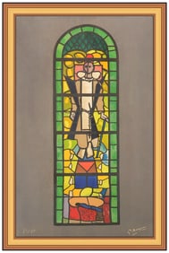Georges Braque Original Lithograph Stained Glass Church Window Signed Framed Art