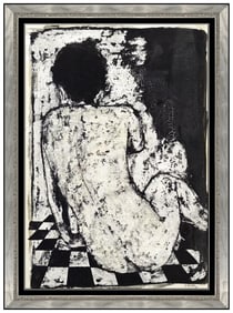 Franco Minei Original Female Portrait Painting Signed Figurative Framed Artwork