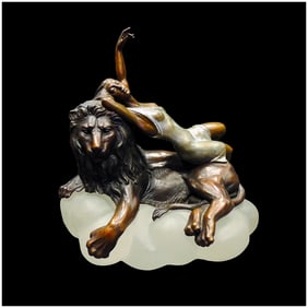 Misha Frid Original Bronze Sculpture Signed Lion Female Seduction Signed Artwork