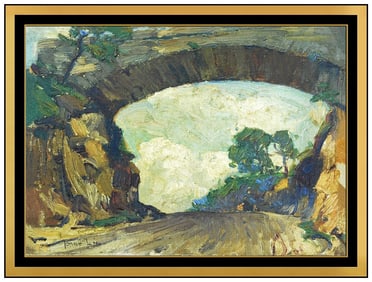 Jonas Lie Authentic Original Painting On Board Signed Landscape Framed Artwork