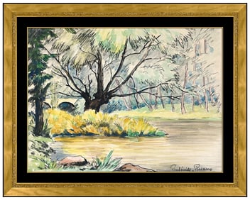 Paul Emile Pissarro Original Watercolor Painting Signed Framed Landscape Artwork