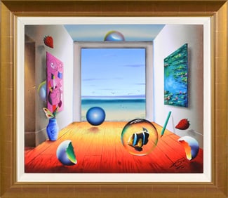 Ferjo Fernando de Jesus Oliveira Original Surrealist Oil Painting Signed Framed Canvas