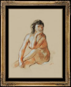 Robert Philipp Original Pastel Painting Signed Female Portrait Nude Rare Artwork