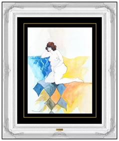 Itzchak Tarkay Original Watercolor Female Figure Painting Signed Framed Artwork