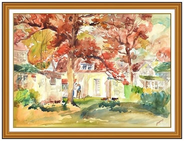James Sessions Original Gouache Watercolor Painting Street Signed Framed Artwork