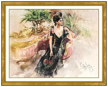 Gordon King Original Gouache Watercolor Signed Painting Portrait Framed Artwork