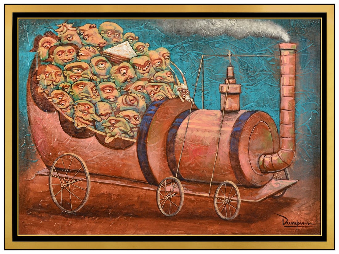 Asbel Dumpiere Original Painting On Canvas Signed Abstract Portrait Framed Art (1 of 5)