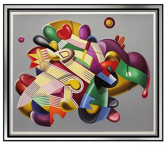 Yankel Ginzburg Signed Serigraph Candy Store Abstract Pop Art Coa Original Large