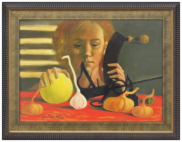 Jean Pierre Alaux Original Signed Oil Painting On Canvas Framed Still Life Art