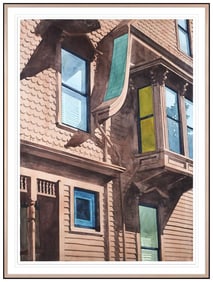 David Dewey Large Original Watercolor Signed Painting Framed Architectural Art