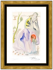Salvador Dali Original Paradise Canto 21 Wood Etching Signed Framed Artwork